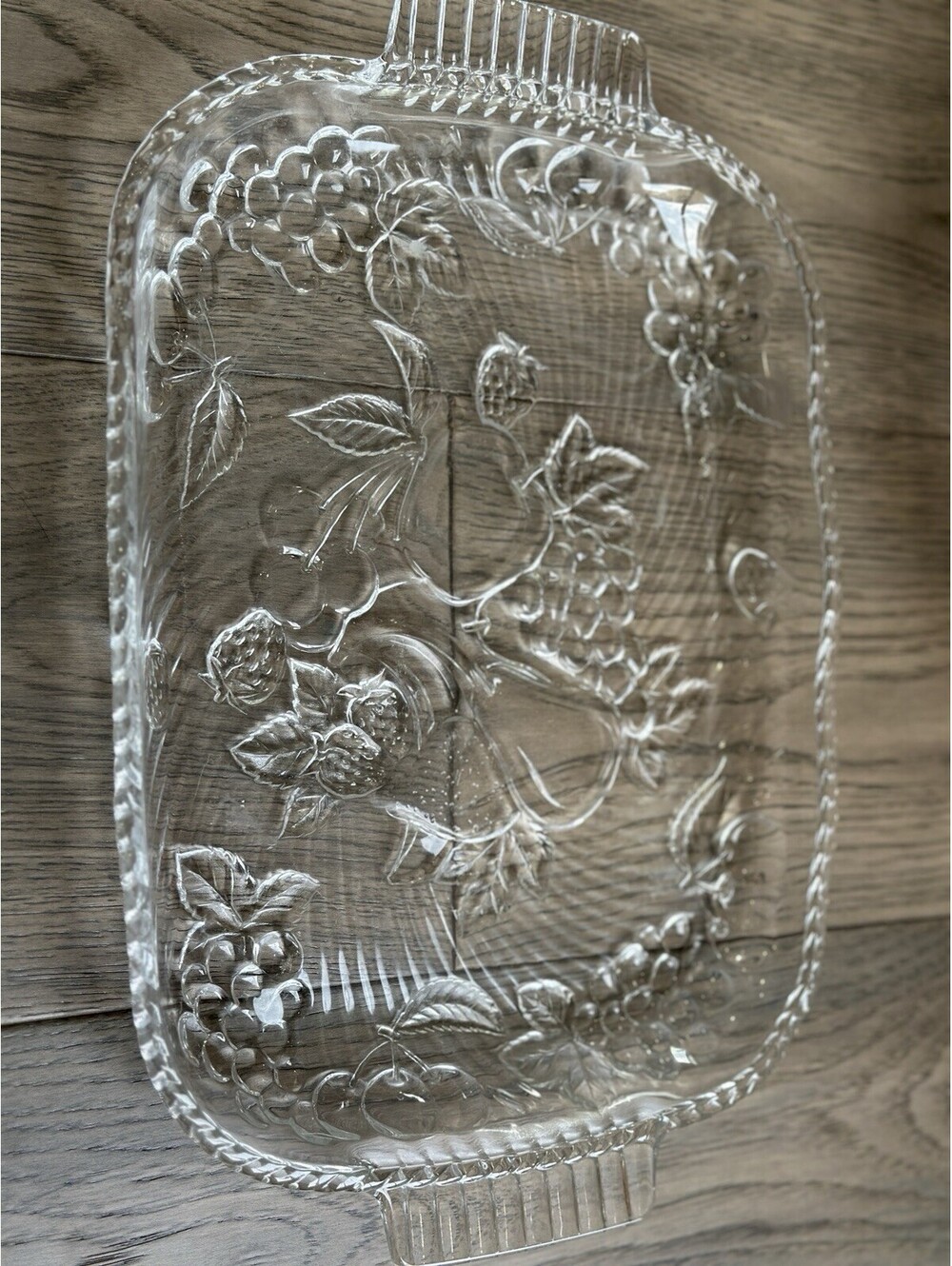 WP&G Or Indiana Glass Vintage Glass Pattern with Embossed Fruit Design